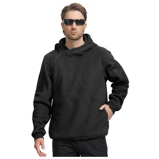 FREE SOLDIER felpa invernale calda con cappuccio da uomo, maglia con cerniera 1/4, antivento, giacca tattica da esterno in pile per l'esercito giacca da lavoro (blu scuro, xl)