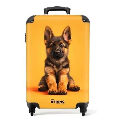 NoBoringSuitcases.com valigia bambini, trolley bambini, valigia per bambini, valigia per bambini da viaggio, valigie per bambini, trolley bagaglio a mano 55x40x20 cm (pastore tedesco - arancione)