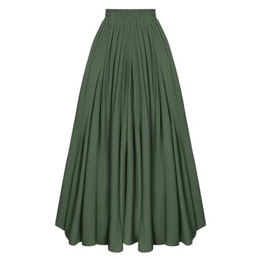 SCARLET DARKNESS maxi gonna medievale da donna, con elastico in vita, gonna lunga con tasche, nero , s