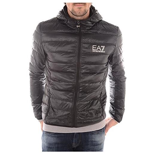 EA7 train core hooded down jacket giacchetto imbottito, nero, xl uomo