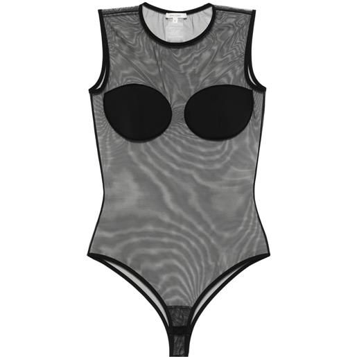 Nensi Dojaka body a maniche lunghe semi trasparente - nero