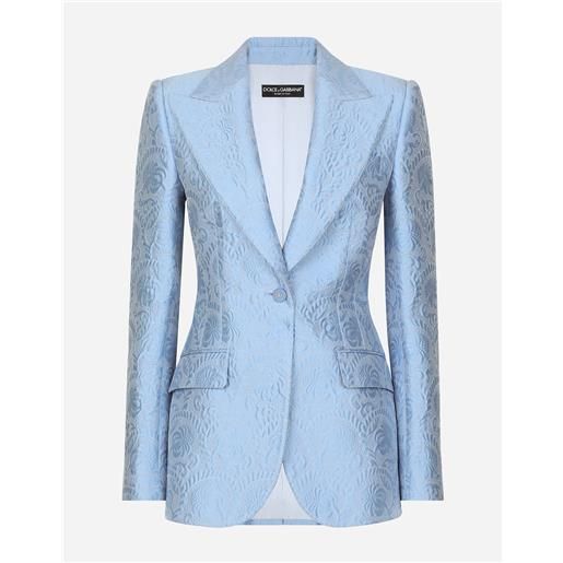 Dolce & Gabbana giacca turlington monopetto in jacquard matelassé floreale
