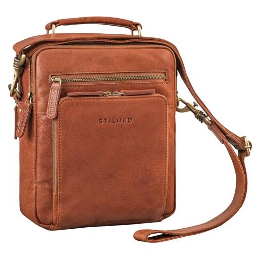 STILORD 'nelio' elegante borsello uomo tracolla pelle per tablet da 10,1 pollici borsa piccola vintage borsello messenger borsa tracolla uomo vera pelle, colore: zamora - marrone