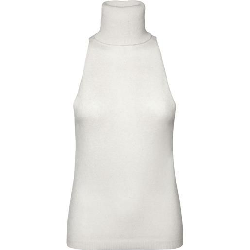 Cashmere In Love top smanicato a collo alto - bianco