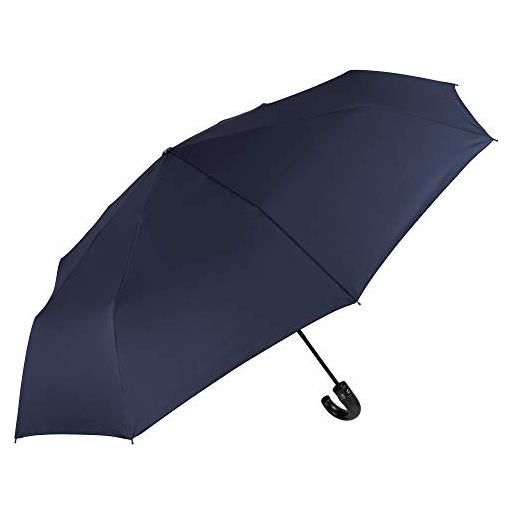 PERLETTI ombrello golf pieghevole uomo - portatile grande e antivento con manico curvo - leggero in fibra di vetro - apri e chiudi automatico - pfc free - diametro 118 cm - perletti technology (dark navy)