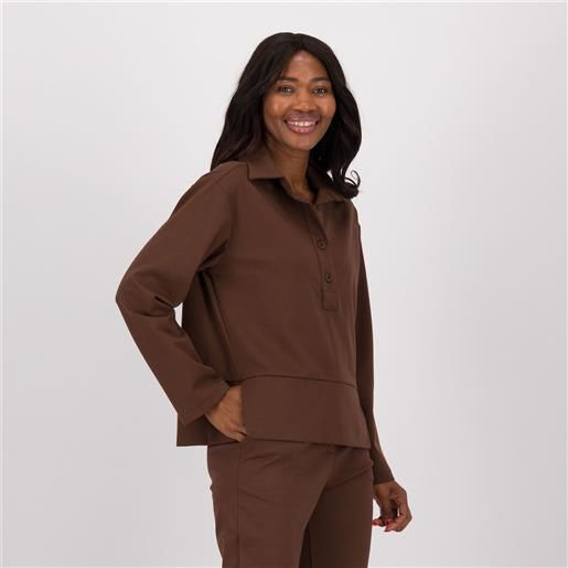 Enjoy maglia maniche lunghe in punto milano con spacchi al fondo