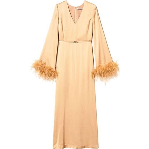 TWINSET abito lungo con dettaglio di piume - arancione