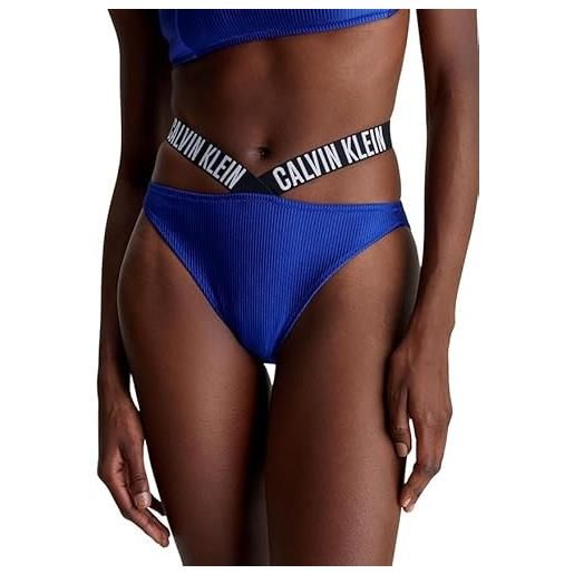 Calvin Klein slip bikini donna high leg a costine, blu (midnight lagoon), xs