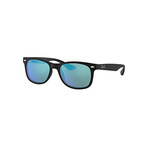 Ray-Ban rayban junior mod. 9052s sun 0rj9052s 100s55 48 occhiali da sole rettangolari 48, nero opaco/bluemirror, nero opaco/bluemirror, 48