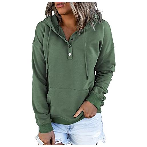 Dokotoo donna felpa con cappuccio con tasche invernale autunno cotone hoodies classico maglione tops verde s