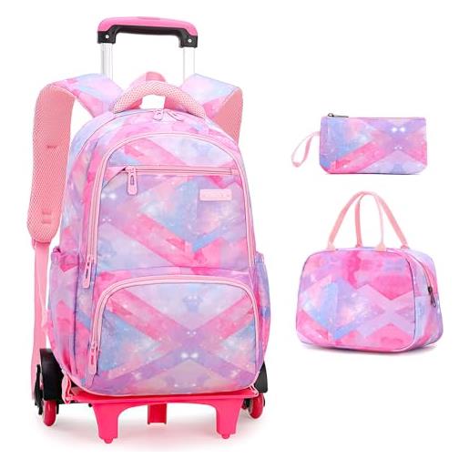 Voici et Voila regali scolastici 4 sets zaino ruote per bambini elementare scuola ragazza trolley borsa viaggio zainetti per bambini cartella scuola ragazzi 31x16x45cm