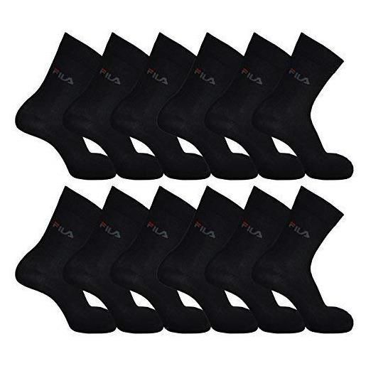 FILA 12 paia sport street calzini, donna o uomo, bianco e nero (4 x pacco da 3) - nero, 43-46 (9-11 uk)