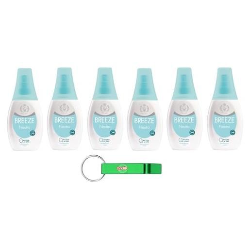 Beni Culinari 6x breeze neutro deodorante deo vapo 0% sali di alluminio e gas 75ml + portachiavi Beni Culinari in omaggio