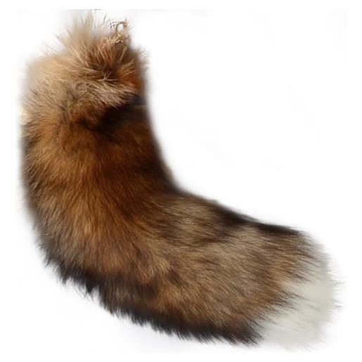 Comebachome portachiavi a coda di volpe, coda di animale realistico, coda di animale soffice, coda di animale shaggy therian tail, accessorio per borsa cosplay stile 3, bruno-rossastro