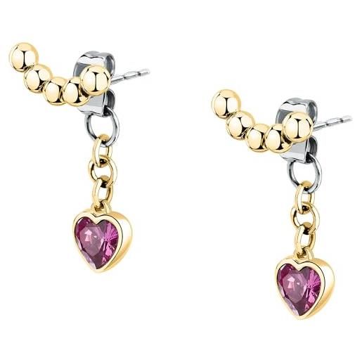 Morellato orecchini donna in acciaio con cuore, collezione talismani emily in paris, idee regalo fidanzata