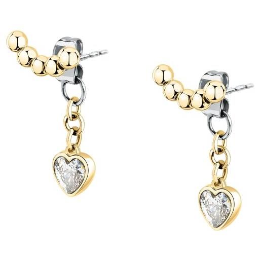 Morellato orecchini donna in acciaio con cuore, collezione talismani emily in paris, idee regalo fidanzata