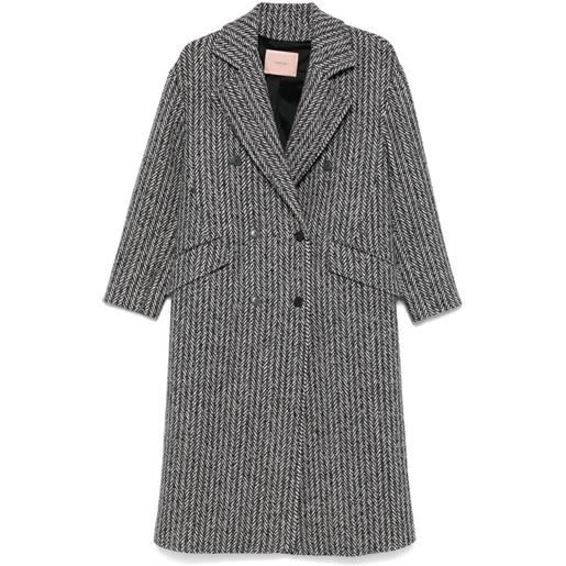 TWINSET cappotto con motivo a spina di pesce - nero