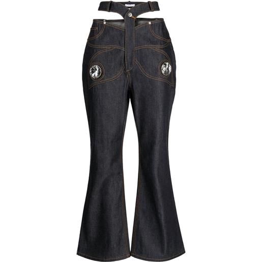 AREA jeans butterfly svasati cut-out - blu