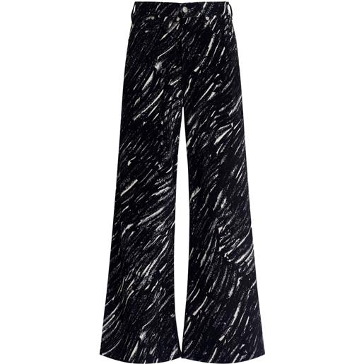 Marni pantaloni a gamba ampia con stampa grafica - nero