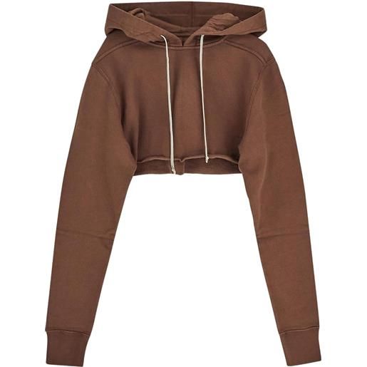 Rick Owens DRKSHDW felpa con cappuccio crop - marrone