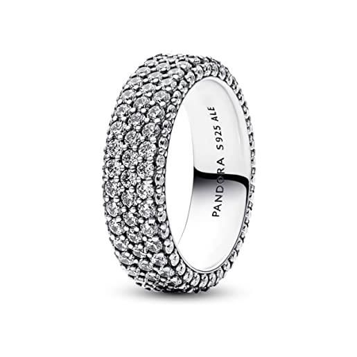 PANDORA timeless anello a fila singola in argento sterling con pavé e zirconi cubici trasparenti, 56