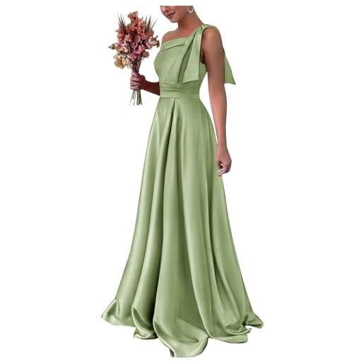 HPPEE abiti da damigella d'onore in raso monospalla per le donne party a line abito formale per ospiti di nozze, rosso, 44