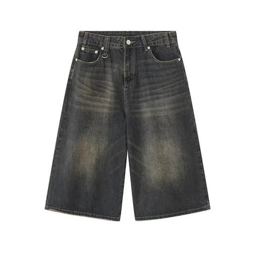 FYHTC donne y2k baggy jean shorts, pantaloncini bermuda in denim a vita bassa con tasche, larghi gamba larga sfilacciati cargo da carpentiere(blue-02, large)