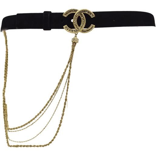 CHANEL Pre-Owned - cintura cc 2012 - donna - pelle scamosciata/placcatura in oro - taglia unica - nero