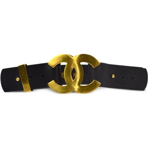 CHANEL Pre-Owned - cintura cc 1996 - donna - pelle/placcatura in oro - taglia unica - nero