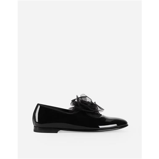 Dolce & Gabbana pantofola in vernice con fiore applicato