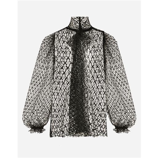 Dolce & Gabbana blusa in rete con fiocco al collo