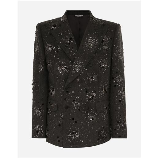 Dolce & Gabbana giacca sicilia doppiopetto ricamata in lana