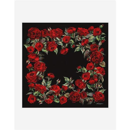 Dolce & Gabbana foulard in twill di seta stampa rose rosse 90x90