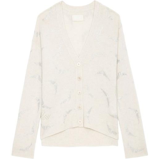 Zadig&Voltaire cardigan mirka strass wings - toni neutri
