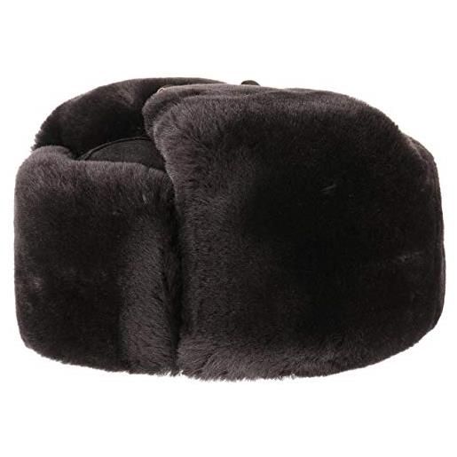 LIERYS berretto di pelliccia in pelle schiwago, nero o marrone (altezza circa 12 cm) - colbacco con fodera trapuntata - cappello russo con pelliccia- taglia s-xxl marrone m (56-57 cm)