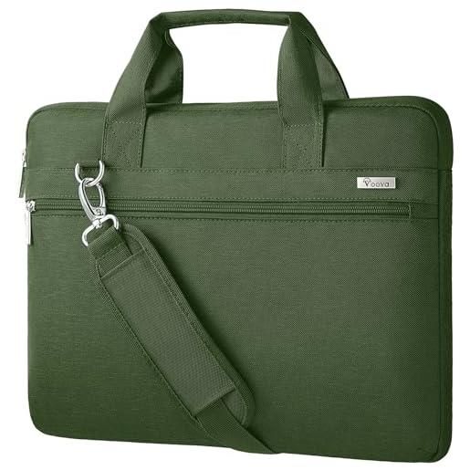 Voova borsa per computer portatile 14 15,6 16 pollici, borsa per computer portatile, borsa a tracolla a 360°, impermeabile, antiurto, 15 15,6, verde