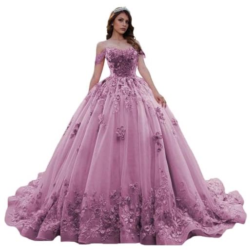 Yifanier abiti quinceanera in tulle con scollo a cuore da donna abiti da ballo con strascico abiti quinceanera in pizzo scintillante mt009