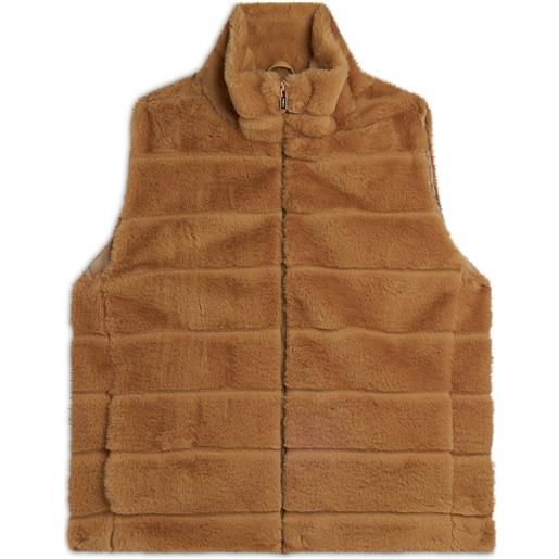 Freddy gilet donna zip e collo alto in pelliccia sintetica rigata