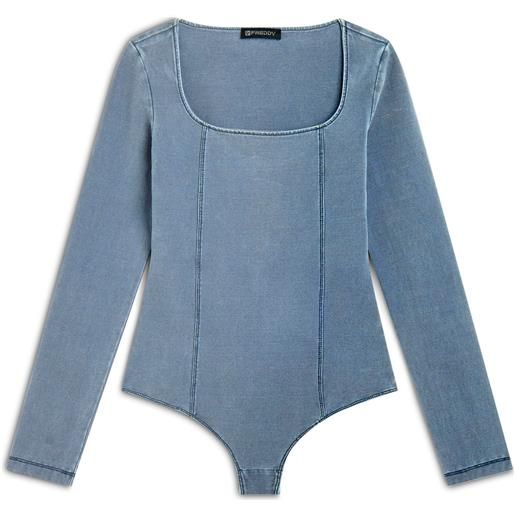 Freddy body scollo quadrato in jersey effetto denim