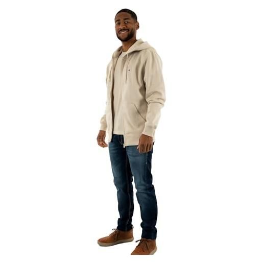 Tommy Jeans tjm reg s flag zip fleece thru dm0dm20743, felpa con cappuccio e zip uomo, blue (dark night navy), xxl