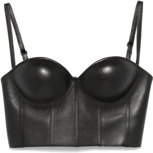 Alexander McQueen Pre-Owned - bralette in pelle - donna - pelle di agnello - 40 - nero