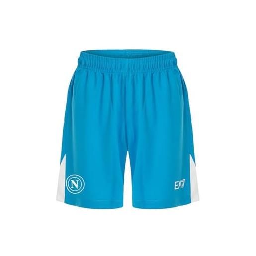 SSC NAPOLI pantaloncino gara bianco azzurro, ea7 prodotto ufficiale, shorts calcio adulto 2024/2025 - s