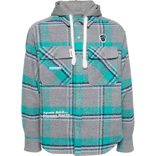 AAPE BY *A BATHING APE® giacca a quadri con cappuccio - grigio