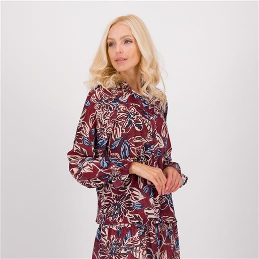 Palazzo moda camicia manica lunga con fantasia fiori e polso arricciato