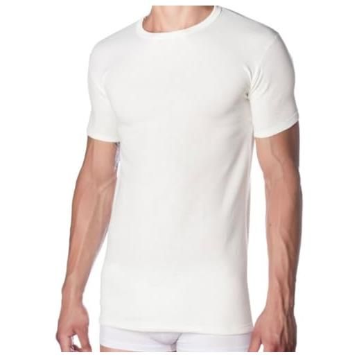 La Primula Verde maglia intimo uomo mezza manica lana esterno e cotone sulla pelle, maglietta ideale per la termica uomo, running, palestra, calcio, ciclismo, termica, made in italy (3, 8 xxxl it)