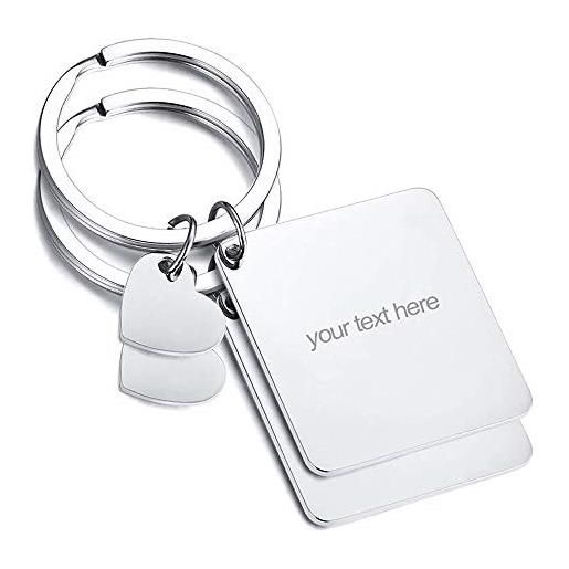 Vnox 1/2/3/4/5 pcs portachiavi coppia famiglia partner portachiavi portachiavi in acciaio inossidabile con etichetta quadrata a forma di cuore per donna uomo, regalo di natale/compleanno