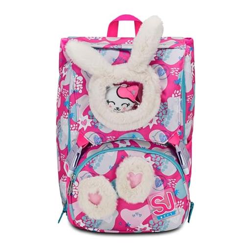 Seven sj gang style jam gang zaino scuola estensibile, rosa, pink. Fur, zaino doppio scomparto estensibile tramite zip laterali, tasca porta borraccia, zaino scuola elementare, zaino bambina