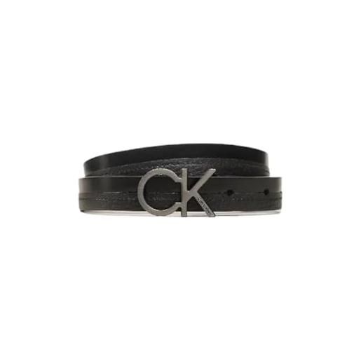 Calvin Klein re-lock mix belt 20mm k60k610980 cinture, nero (ck black), 90 donna
