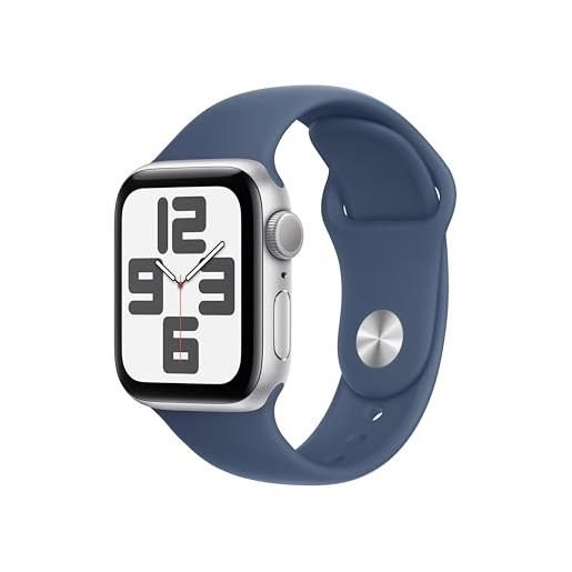 Apple watch se (2ª gen. ) gps 40 mm smartwatch con cassa in alluminio argento e cinturino sport denim - m/l. Tracker per il fitness e il sonno, app battito, rilevamento incidenti, display retina