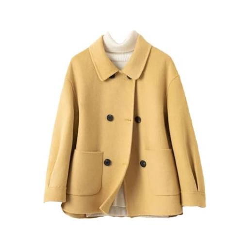 Generic autunno inverno cappotto donne 100% lana cappotto femminile giacca corta primavera cashmere outwear cardigan vestiti, khaki9, s